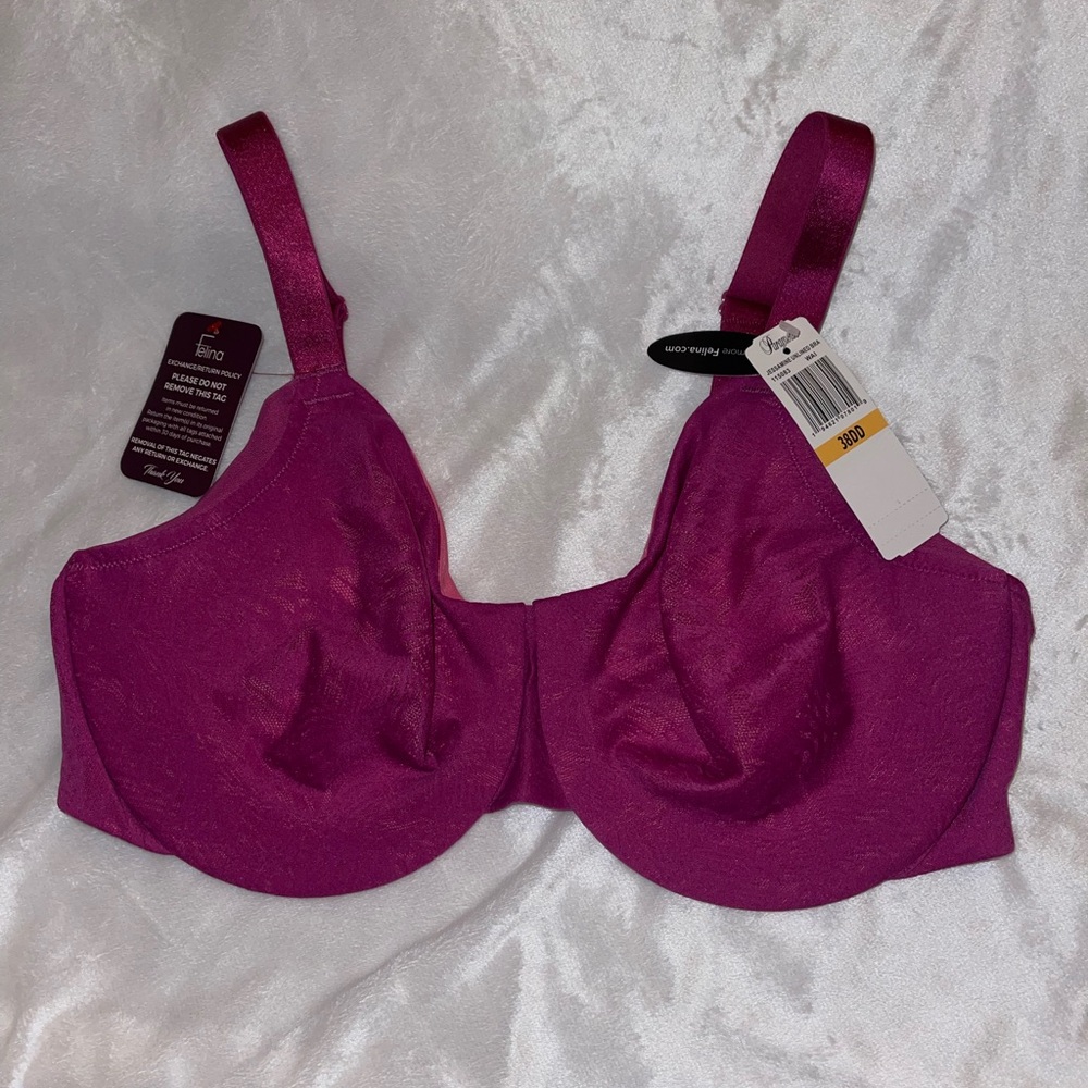 Jessamine Unlined Side Smoothing Minimizer Bra (Wild Aster / Iris Rose, 38DD) - Picture 5 of 11